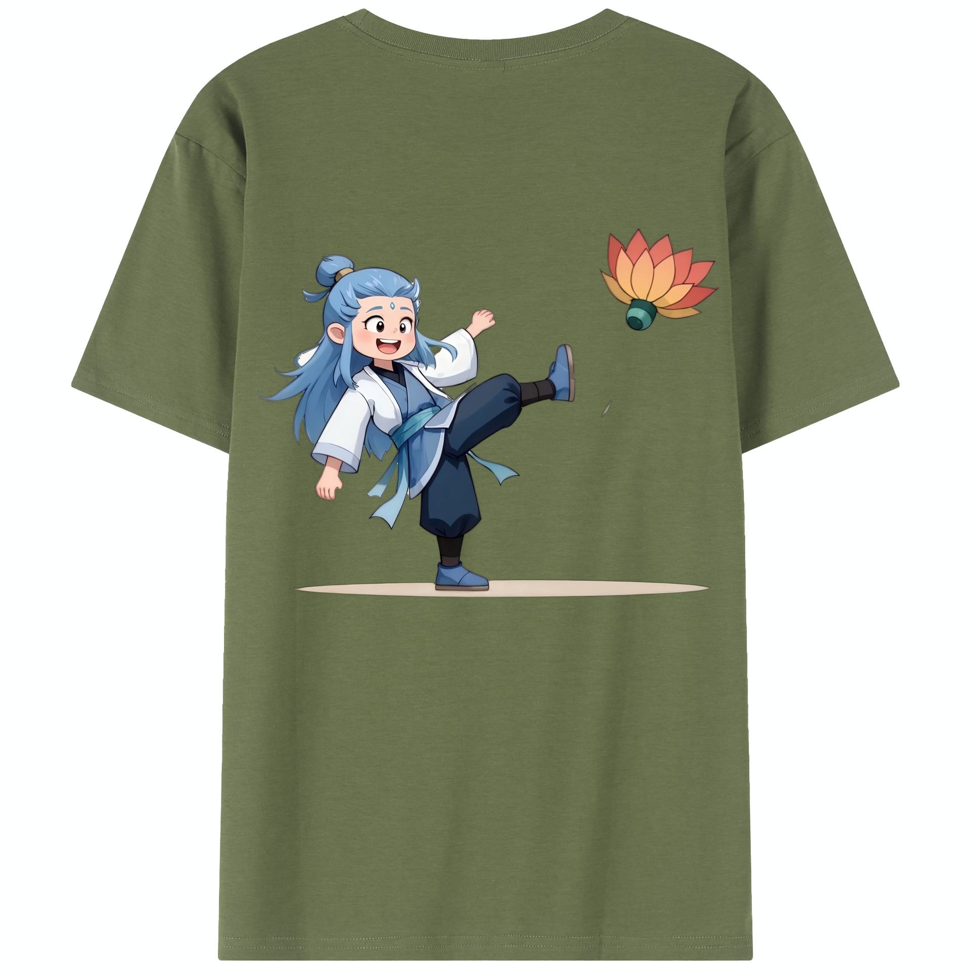 （画像用） Ne Zha 2 ナタ 魔童の大暴れ 綿100％半袖Tシャツ（背面プリント）